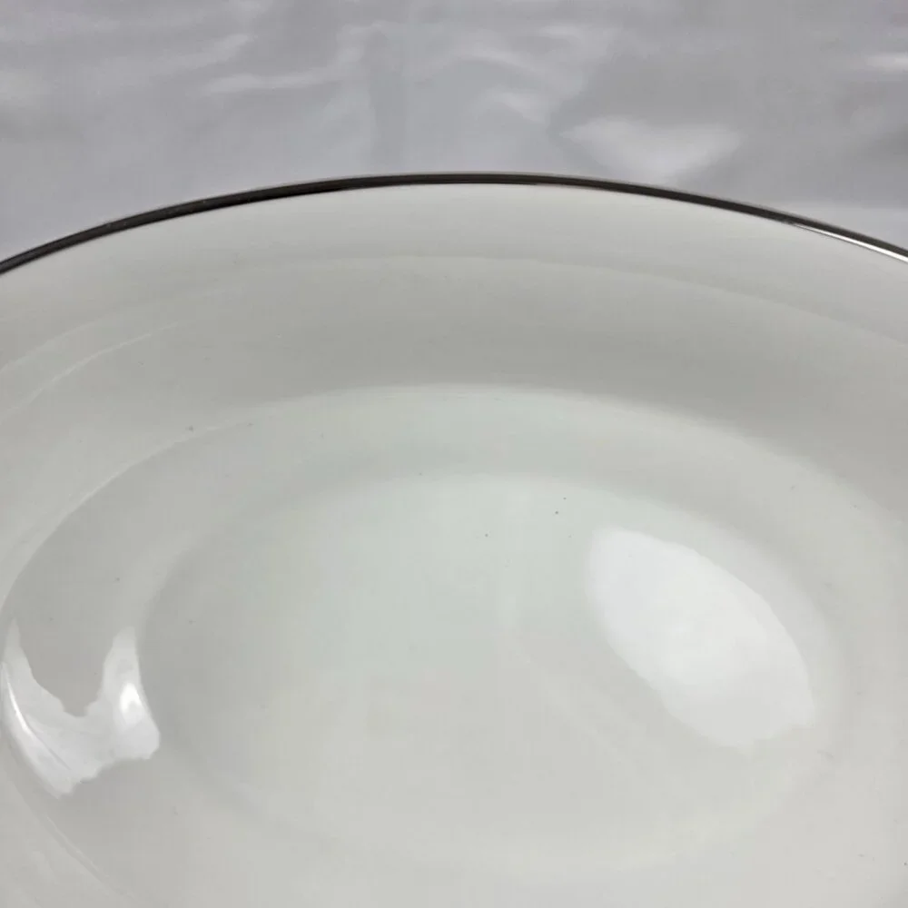 Oxford China Spring 10 Inch Oval Serving Bowl Multicolor Floral Rim Aqua Band